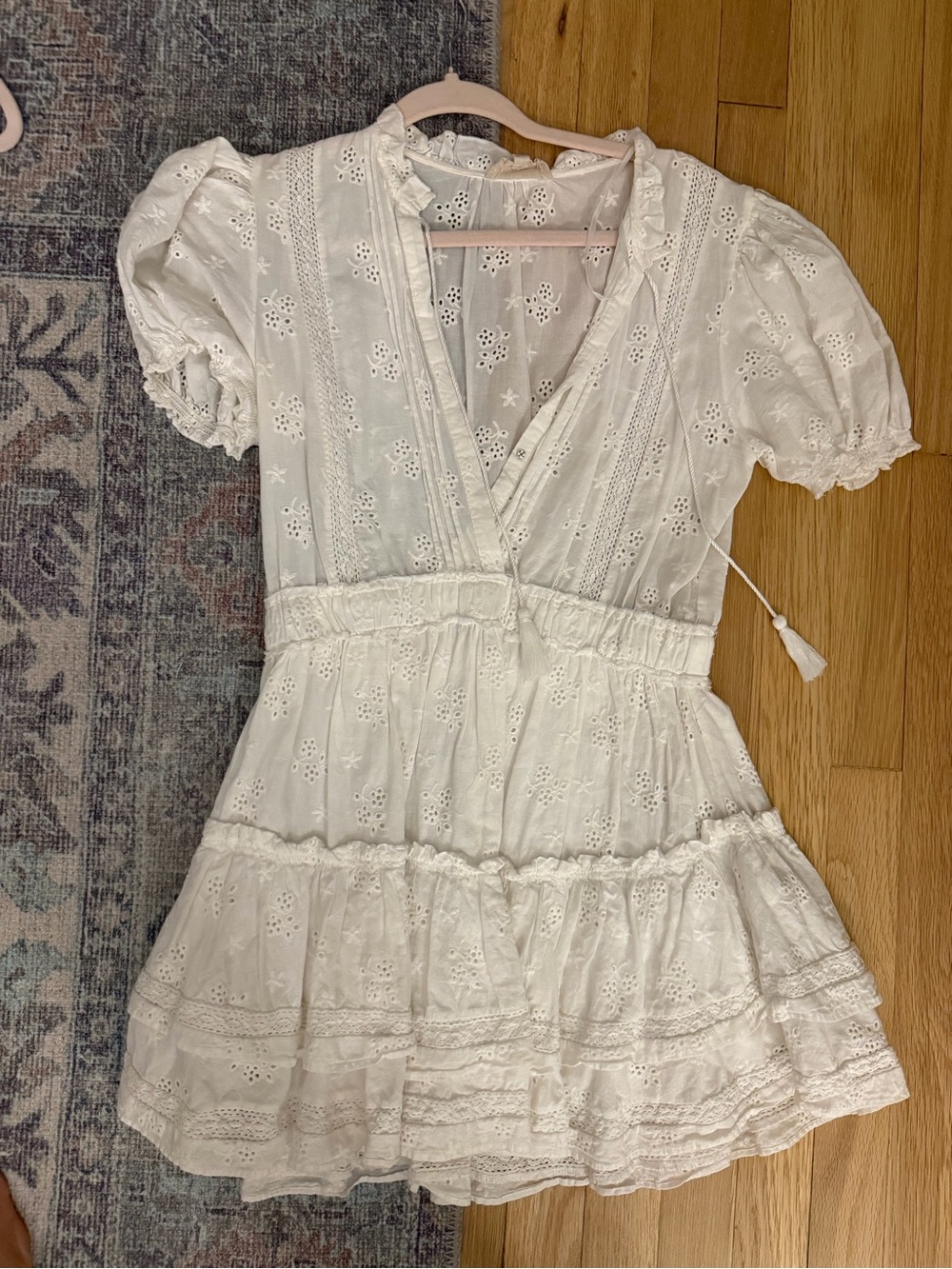 MARBLE White Eyelet Tiered Mini Dress